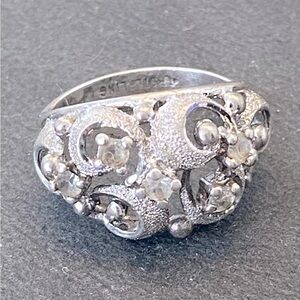 Rare vintage Uncas Vintage 1930’s Sterling Clear Quartz Ring 7